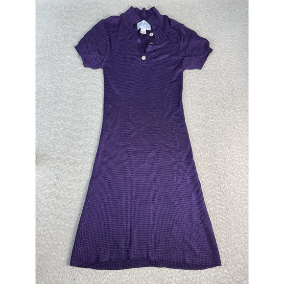 Calle Del Mar Dresses & Skirts - Calle‎ Del Mar Women's Purple Short Sleeve Knit Polo Dress Size Medium